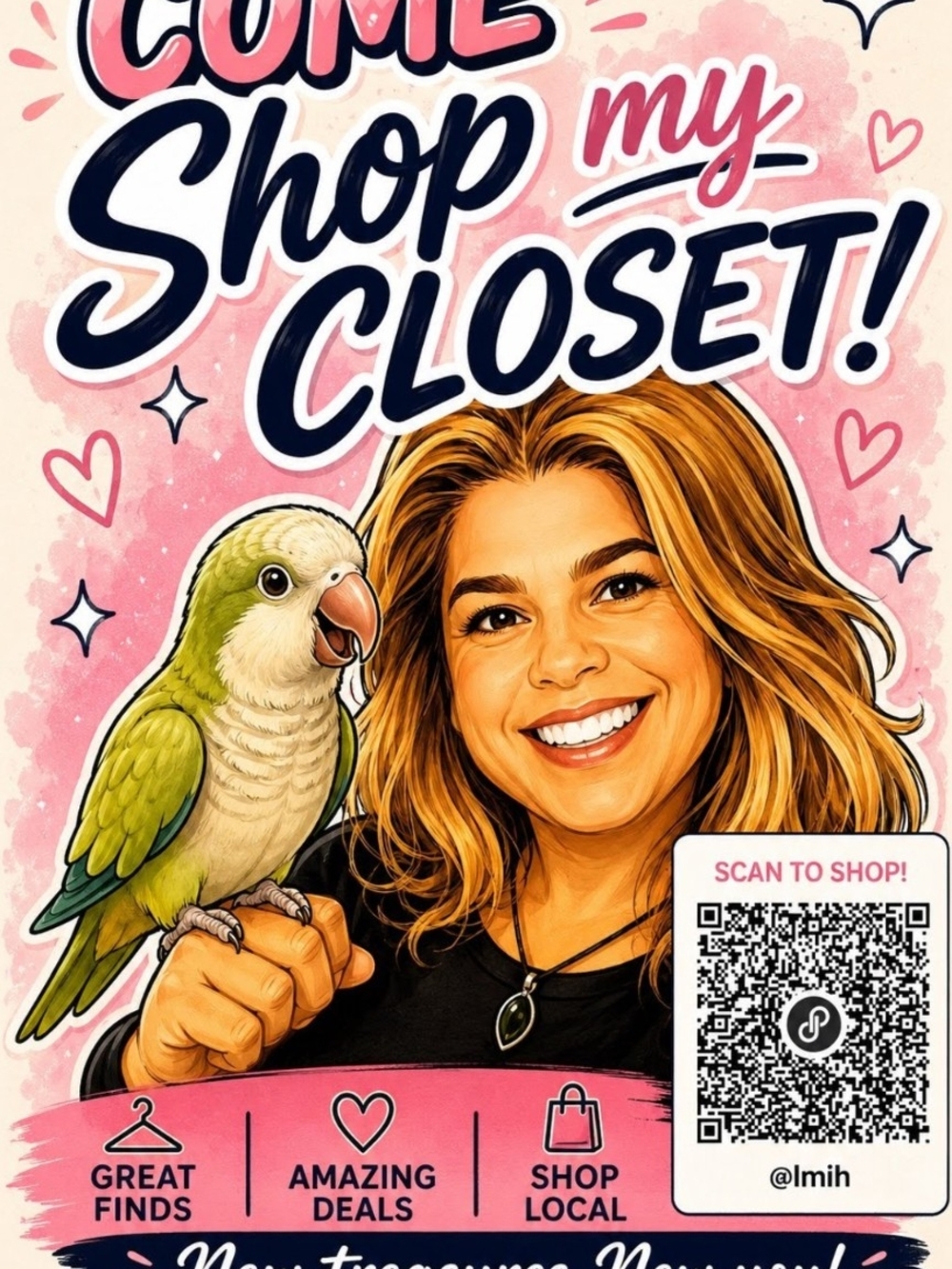 Graphic 'Come Shop My Closet' Poster - Pink, Black, Green